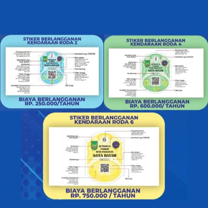 
					Bentuk stiker parkir langganan di Kota Batam. ISTIMEWA
