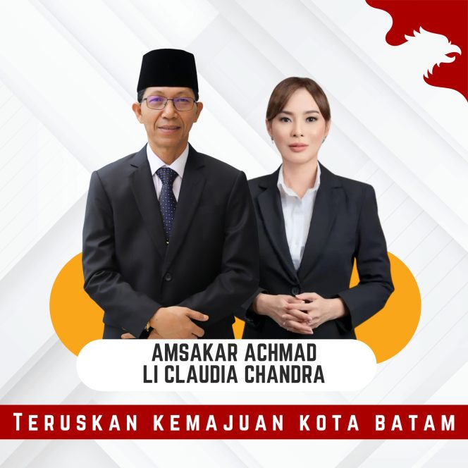 
					Partai Gerindra resmi mengusung pasangan calon Amsakar Achmad dan Li Claudia Chandra sebagai Wali Kota dan Wakil Wali Kota Batam dalam Pilkada 2024. Foto: Ist