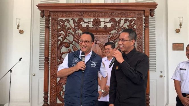 
					Anies Baswedan bersama Pj Gubernur DKI Jakarta Heru Budi Hartono. FOTO: Diah Ayu-VOI