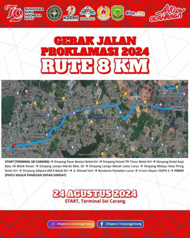 
					Rute Lengkap Gerak Jalan Proklamasi 2024 di Tanjungpinang
