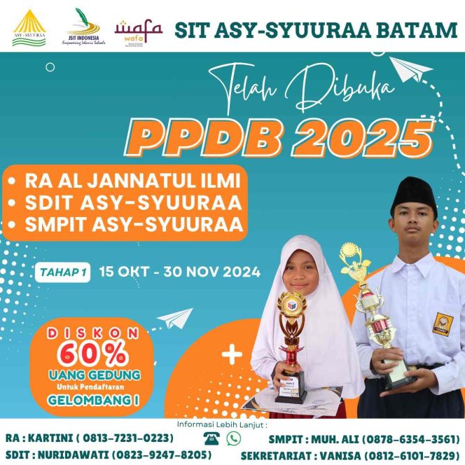 
					Banner PPDB Tahun Ajaran 2025/2026 SMPIT Asy-Syuuraa. (f/doc/ist).