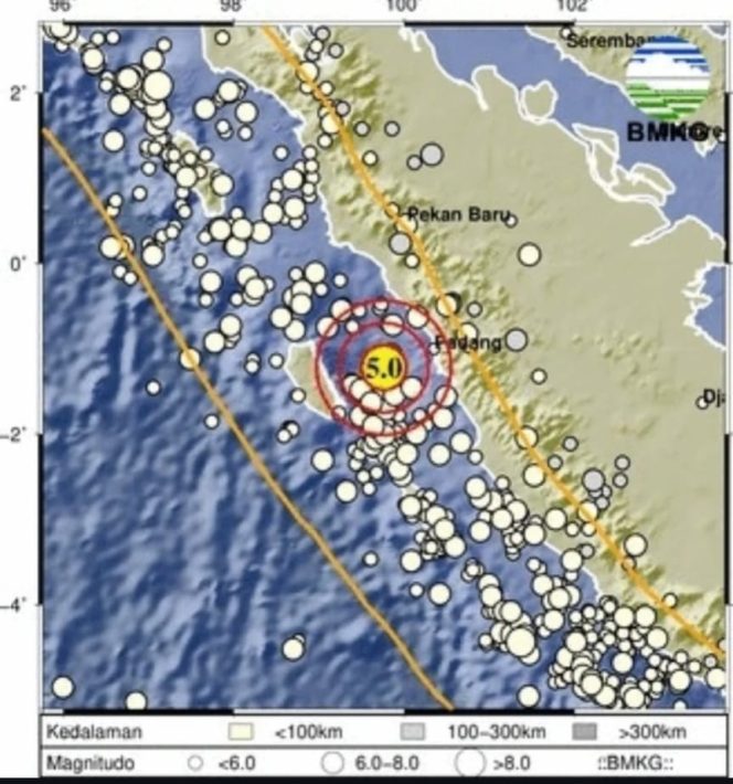 
					 Gempa bumi berkekuatan 5,0 magnitudo mengguncang wilayah Pariaman. (f/infosumbar).