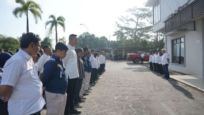 
					Apel siaga yang dilaksanakan di Water Treatment Plan (WTP) Muka Kuning (ist)