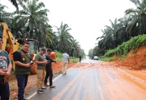 Sekda Bintan Ronny Kartika saat memantau jalan Lintas Timur