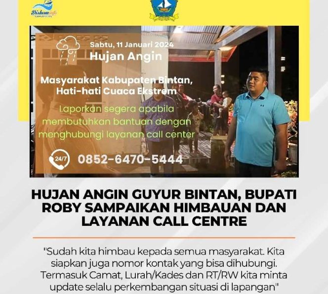 
					Hujan Angin Guyur Bintan, Roby Sampaikan Himbauan dan Layanan Call Centre