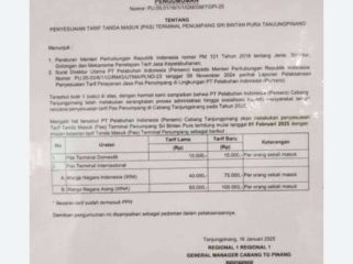 Rencana Pelindo Cabang Tanjungpinang yang akan menaikkan tarif terminal penumpang pada 1 Februari 2025.