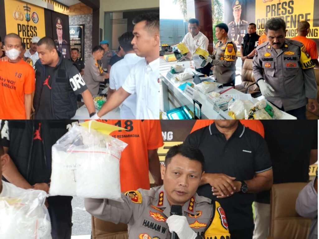 Kapolresta Tanjungpinang, Kombes Pol Hamam Wahyudi, saat konferensi pers pengungkapan kasus kurir sabu 10 kgjaringan Internasional, Rabu (26/03/2025),