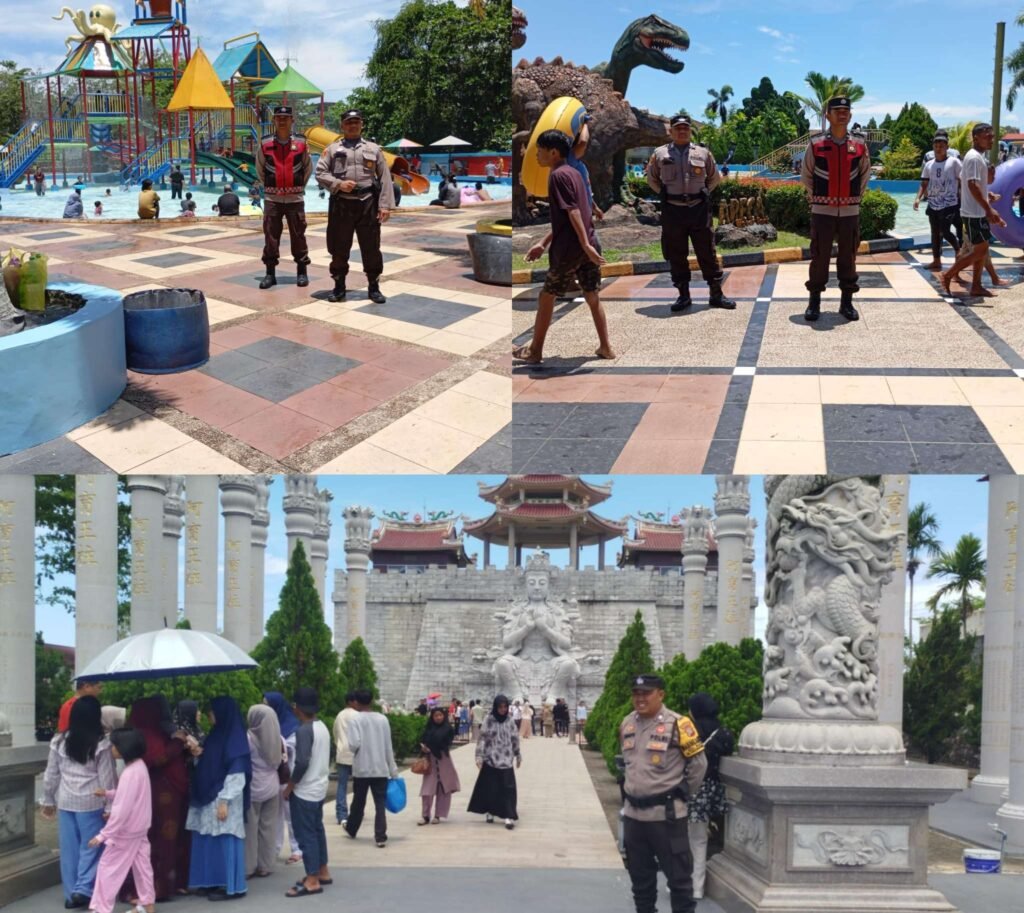 Sejumlah personil Polsek Tanjungpinang Timur saat melakukan pengamanan dan kenyamanan masyarakat yang berkunjung sejumlah titik wisata di wilayah hukum tugasnya, Rabu (02/02/2025)