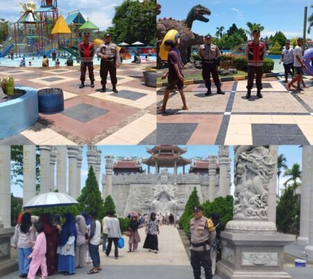 Sejumlah personil Polsek Tanjungpinang Timur saat melakukan pengamanan dan kenyamanan masyarakat yang berkunjung sejumlah titik wisata di wilayah hukum tugasnya, Rabu (02/02/2025)