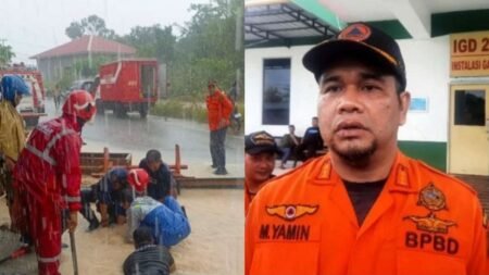 Kepala Pelaksana (Kalaksa) BPBD Kota Tanjungpinang, Muhammad Yamin saat berada di lokasi kejadian, Rabu (09/04/202
