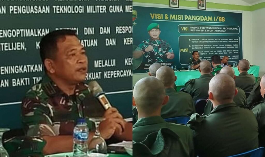 Danramil 03/Bintan Utara Kapten Inf Aswandi saat memberikan pengarahan kepada para siswa SPPI Batch 3 Tahun Akademik 2025 di aula Koramil 03/Binut, Kecamatan Bintan Utara, Kabupaten Bintan, Selasa (15/4/2025).