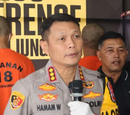 Kapolresta Tanjungpinang Kombes Pol Hamam Wahyud saat konferensi pers beberapa waktu lalu