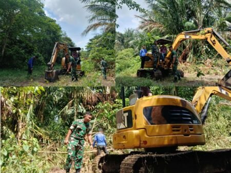 Kegiatan Pra - TNI TMMD ke-124 TA 2025, Satgas Kodim 0315/Tanjungpinang terus memaksimalkan pengerjaan sasaran fisik, utamanya pada pembukaan akses jalan sepanjang 3KM di Desa Panggak Laut, Kecamatan Daik, Kabupaten Lingga, Senin (28/4/2025).