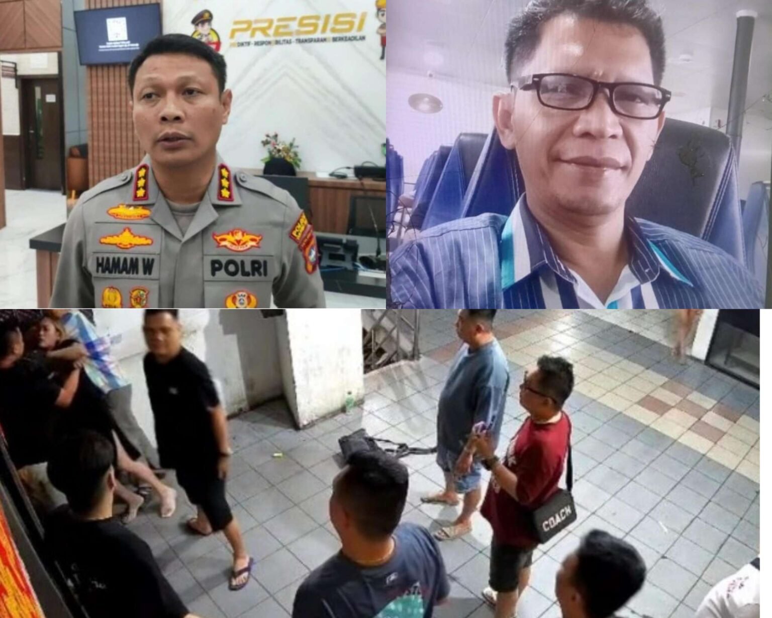 Kapolresta Tanjungpinang, Kombes Pol Hamam Wahyudi, dan Jhon Asron Purba, kuasa hukum korban. TKP di lift KTV Majestik Tanjungpinang.