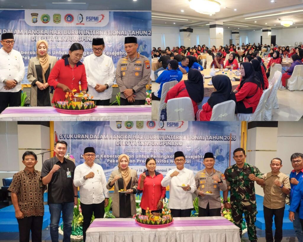 Kapolresta Tanjungpinang Kombes Pol Hamam Wahyudi hadiri kegiatan syukuran dalam rangka peringati hari Buruh Internasional tahun 2025 di Kota Tanjungpinang di hotel CK Tanjungpinang, Kamis (1/5/2025).