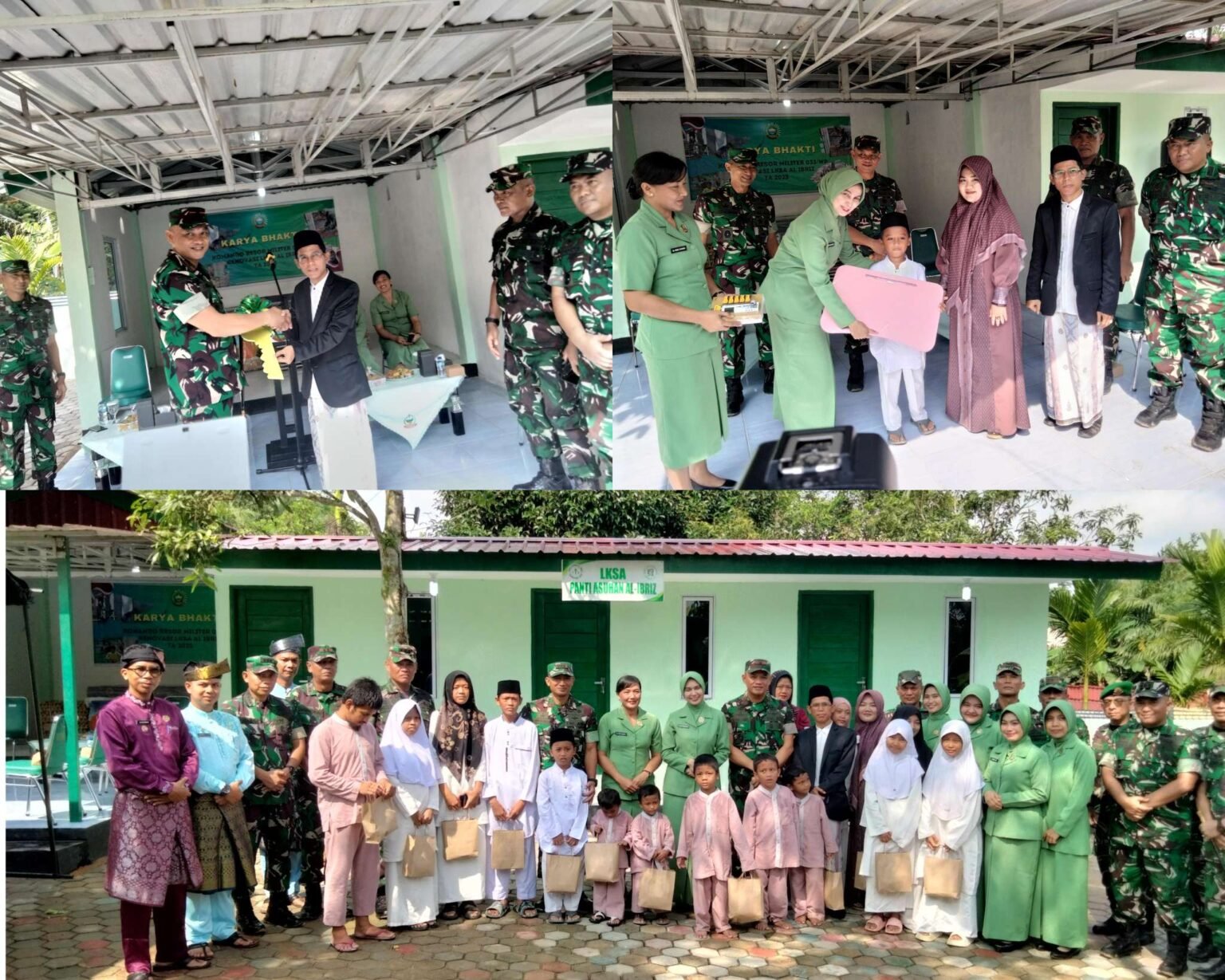 Rangkaian kegiatan Danrem 033/WP, Brigjen TNI Bambang Herqutanto, M.Han, secara simbolis menyerahkan kunci hasil renovasi kepada Ketua Yayasan Panti Asuhan AL-Ibriz, Jum'at (09/05/2025)