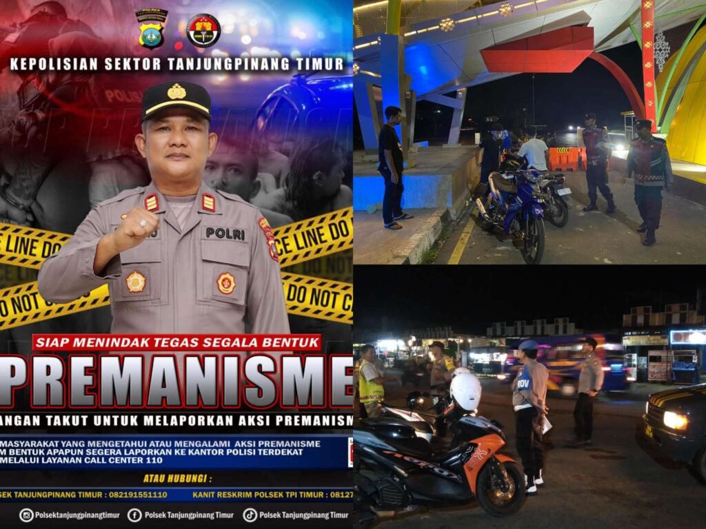 Polsek Tanjungpinang Timur di bawah naungan Polresta Tanjungpinang melaksanakan kegiatan preemtif dan preventif sebagai bagian dari dukungan terhadap Operasi Penyakit Masyarakat (Pekat) Seligi 2025 dan antisipasi berbagai aksi premanisme, Sabtu (10/05/2025).