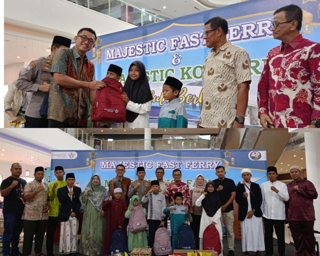 Owner Majestic Koi Farm, Adria Effendi saat berbagi dengan ratusan anak panti asuhan digelar di Mall TCC Tanjungpinang, Sabtu (24/5/2025).
