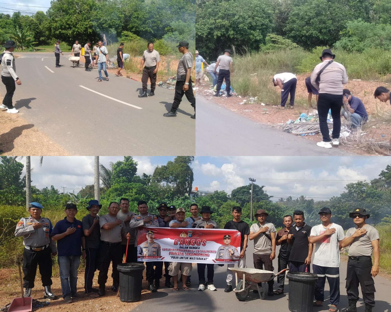 Rangkaian kegiatan Polsek Tanjungpinag Timur bersama masyarakat melaksanakan kegiatan bakti sosial berupa membersihkan lingkungan di kawasan Pasar Cenderawasih RT 001 RW 003 Kelurahan Batu IX Kecamatan Tanjungpinang Timur Kota Tanjungpinang, Kamis (26/06/2025)