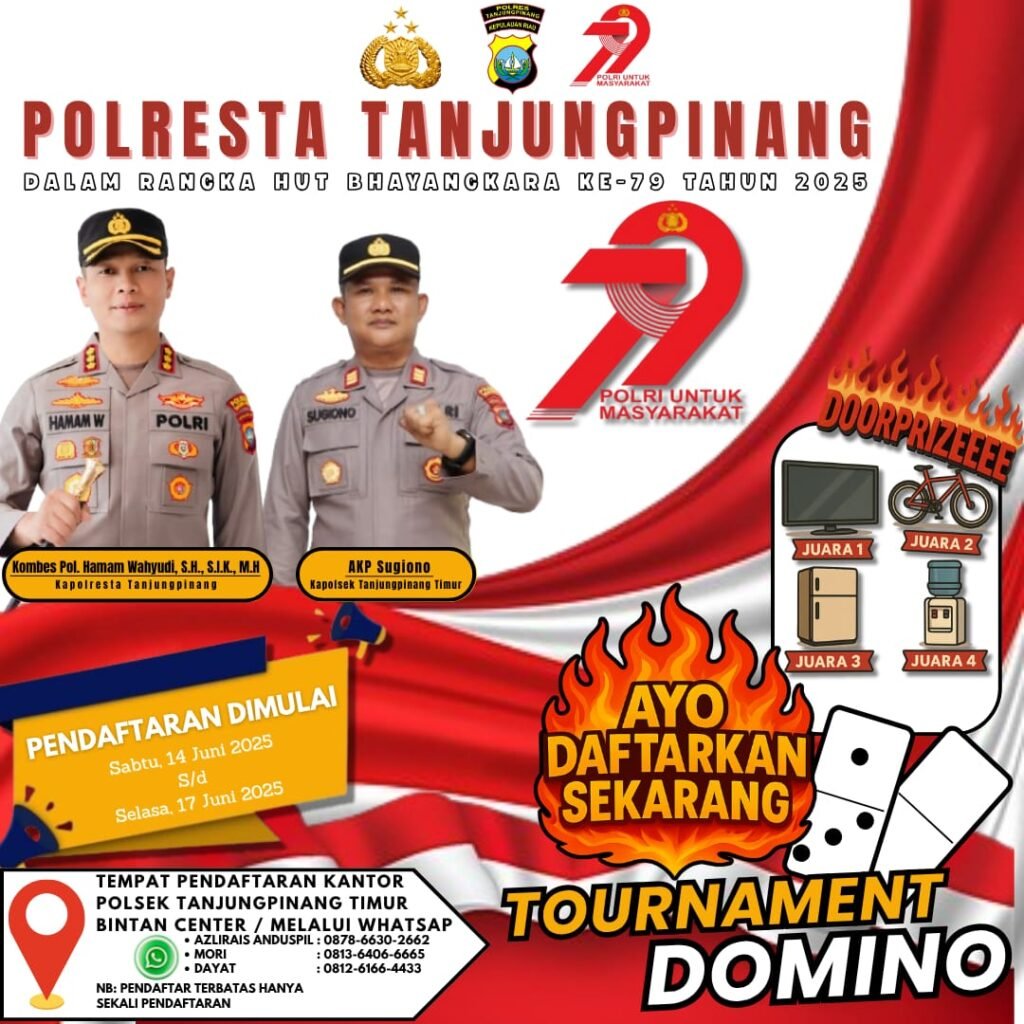 Spanduk Turnamen Domino Gratis Sambut HUT Bhayangkara ke-79