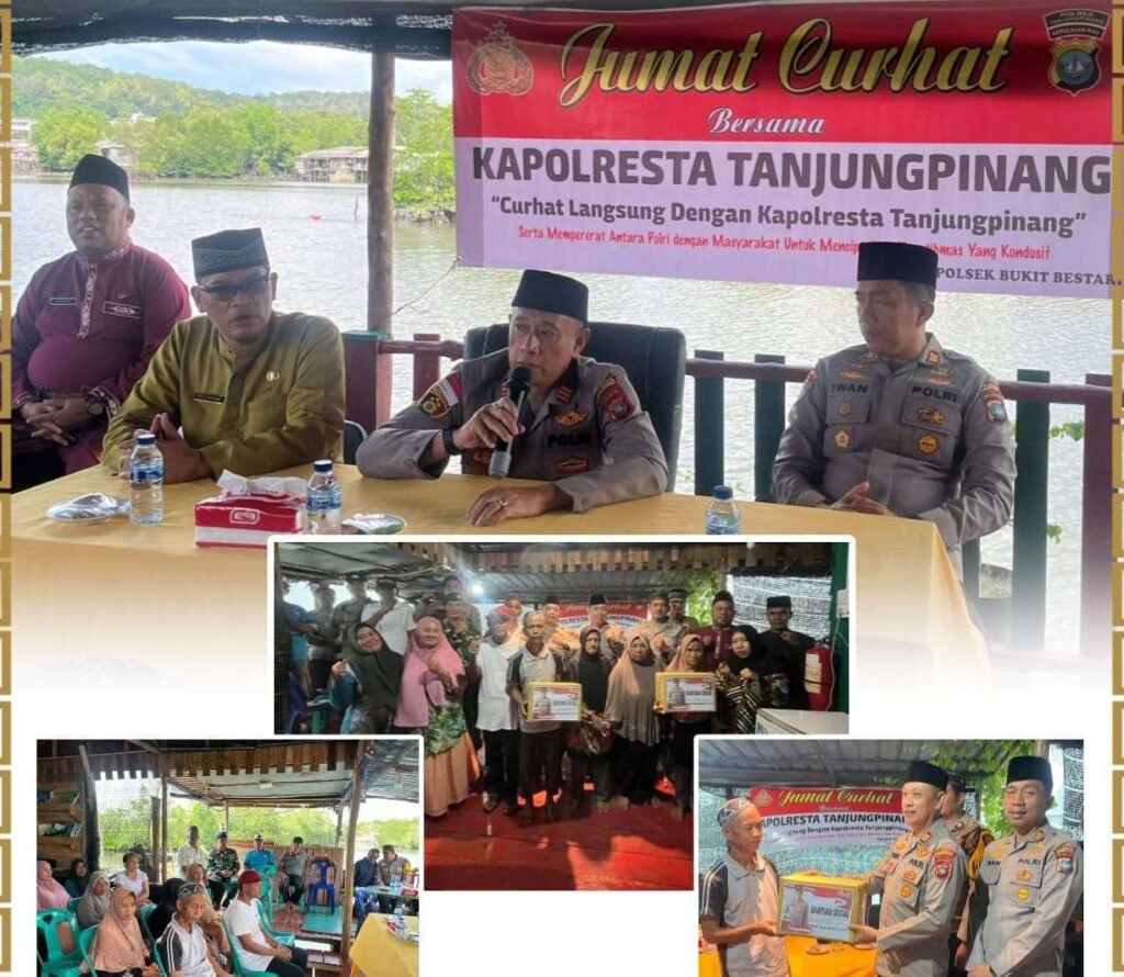 Polsek Bukit Bestari Polresta Tanjungpinang Gelar Jum’at Curhat Kapolsek Bukit Bestari Polresta Tanjungpinang AKP Suhardi beserta jajarannya saat melaksanakan Jumat curhat untuk berinteraksi langsung dengan masyarakat dan menampung aspirasi dan tanya jawab dengan masyarakat untuk mewujudkan Kamtibmas yang kondusif, Jum'at (11/07/2025)