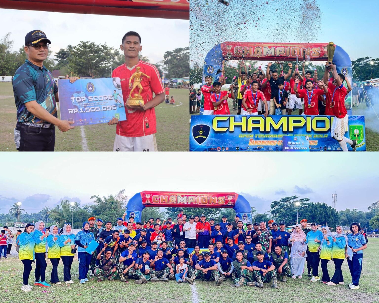 Penutupan Open Tournament Sepak Bola Dandenhanud 477 Cup I Tahun 2025 digelar meriah di Lapangan Tunas Harapan Baru, Ranai Kota, Kabupaten Natuna, Minggu,(20/07/2025)