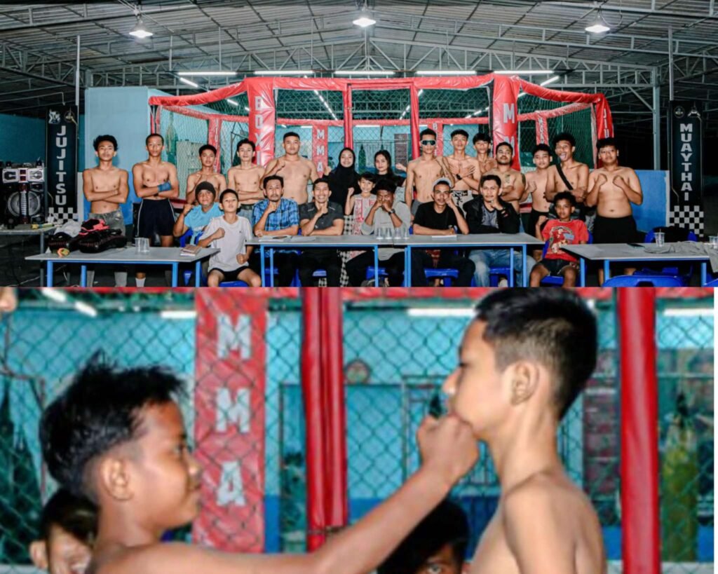 CEO One Pride MMA Tanjungpinang Saidina Ali bersama pengurus dan para Atlit MMA Tanjungpinang usai memberikan pengarahan kepada para atlit yang akan bertanding, Minggu (03/08/2025)