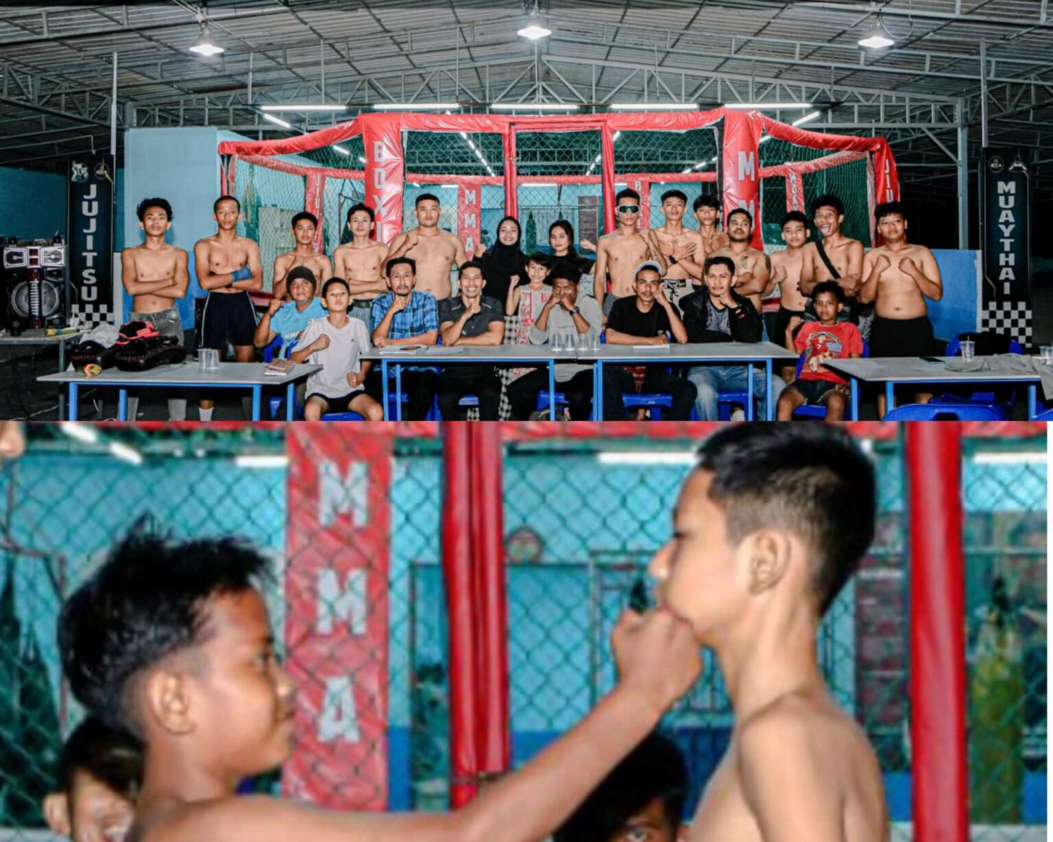 CEO One Pride MMA Tanjungpinang Saidina Ali bersama pengurus dan para Atlit MMA Tanjungpinang usai memberikan pengarahan kepada para atlit yang akan bertanding, Minggu (03/08/2025)