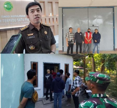 Plh Kajari Tanjungpinang Yanuar saat ekspos penangkapan DPO Terpidana Kasus Pengrusakan Patok Lahan Milik Djodi di NTT, Kamis (07/08/2025)