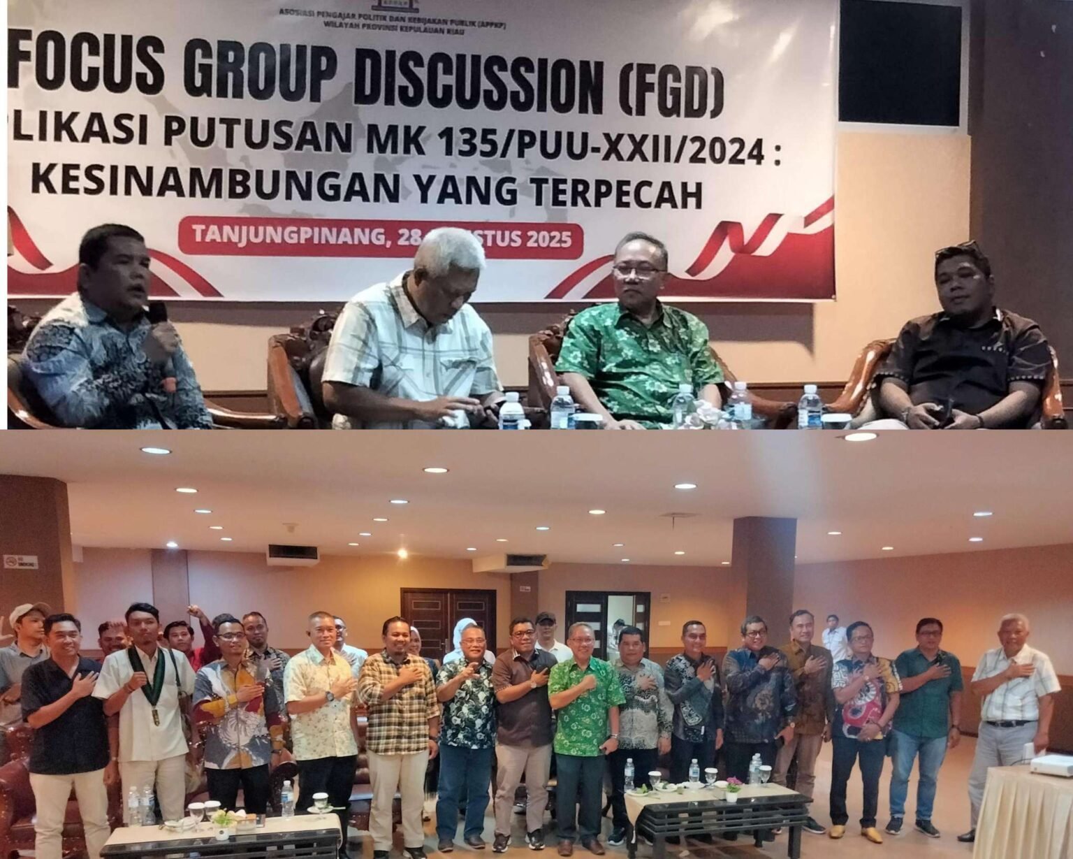 Kegiatan FGD implementasi Putusan MK 135/PUU-XXII/2024 tentang kesinambungan yang terpecah, berlangsung di Ball Room Hotel Bintan Plaza Tanjungpinang, Kamis (28/08/2025).