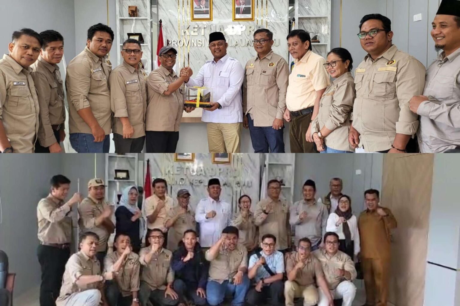 Ketua DPRD Kepri, Iman Sutiawan saat menerima kunjungan dan silaturahmi dari rombongan PWI Provinsi Kepulauan Riau (Kepri) di kantor DPRD Kepri di Dompak, Kota Tanjungpinang, Senin (20/10/2025).