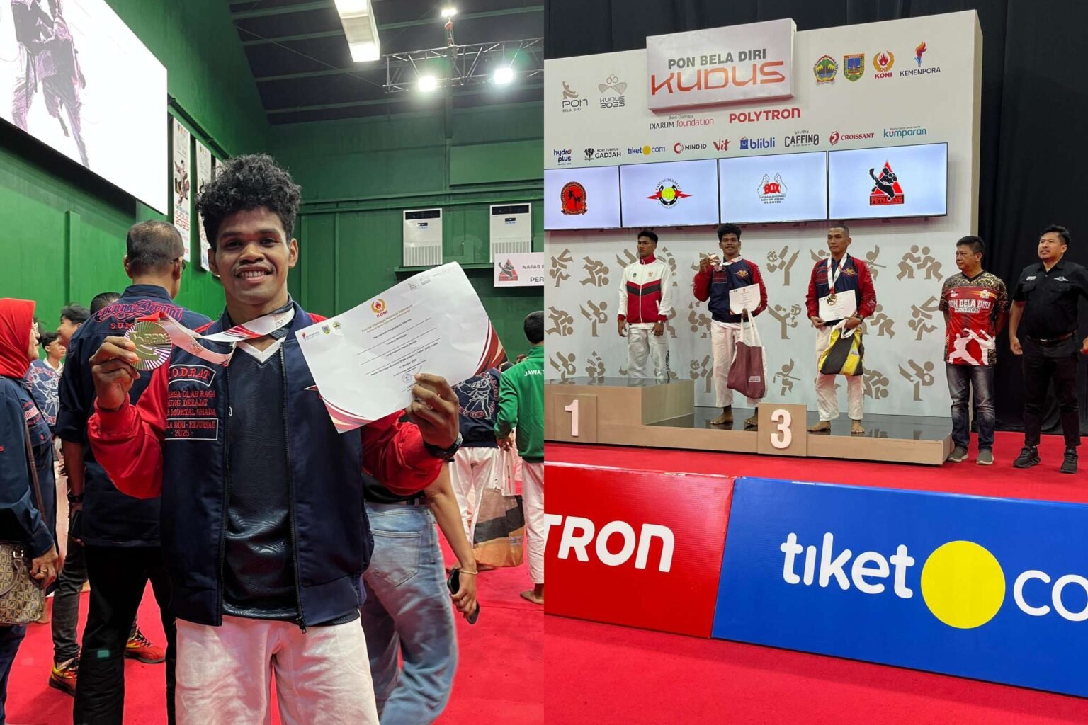 Valentino Rivandi Mandro, mahasiswa STIE Pembangunan, berhasil mengharumkan nama kampus dan daerah dengan meraih medali perunggu dalam cabang olahraga Tarung Derajat pada ajang PON Beladiri II di Kudus.