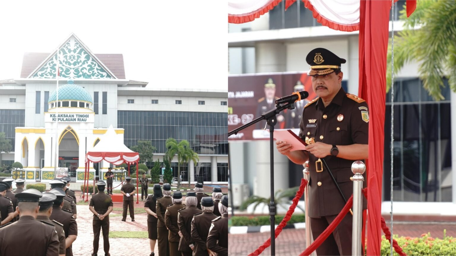 Kajati Kepri, J. Devy Sudarso, saat menjadi Inspektur Upacara Peringatan Hari Sumpah Pemuda Ke-97 Tahun 2025 di lapangan Kantor Kejaksaan Tinggi Kepulauan Riau, Selasa (28/10/2025).