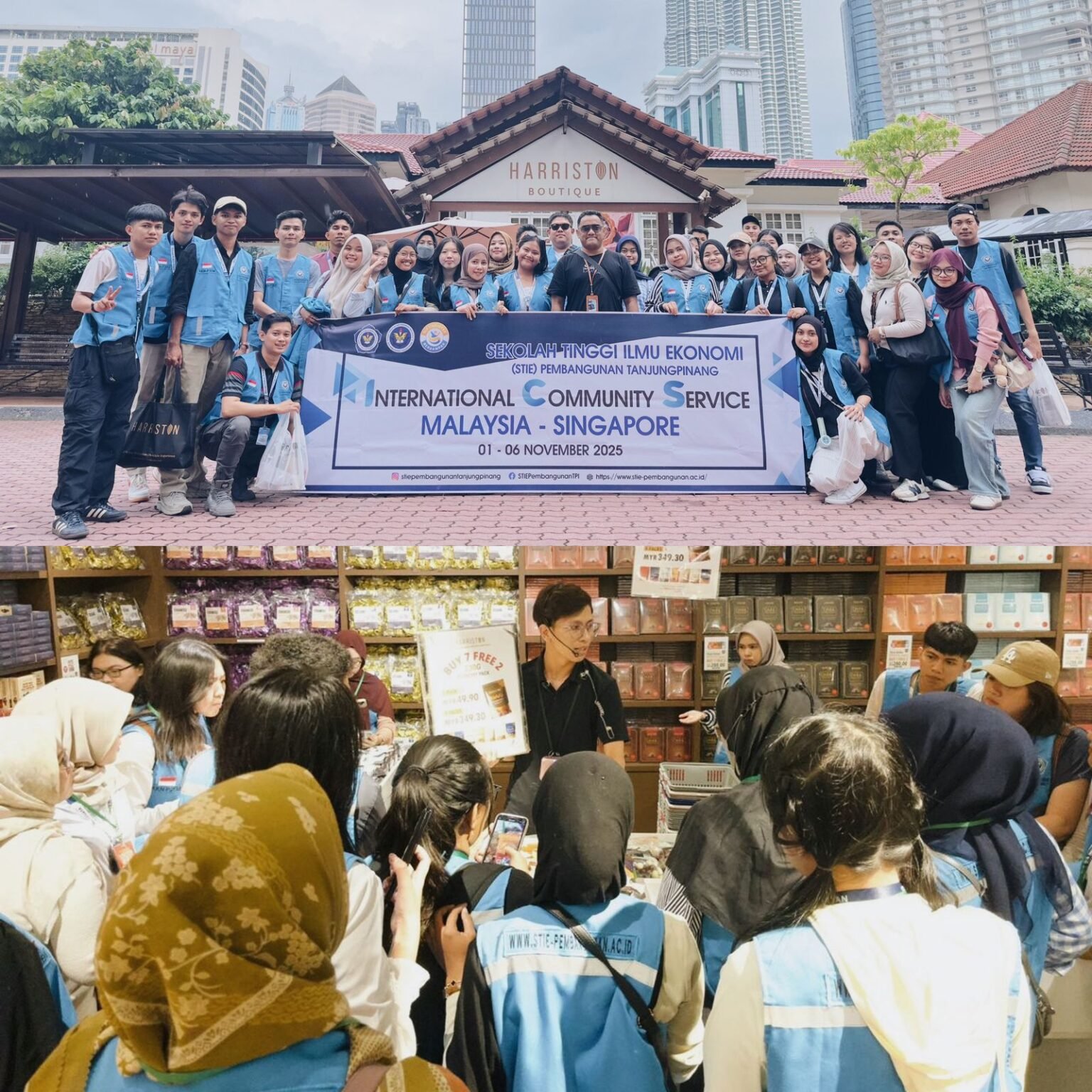 Mahasiswi KKN STIE Pembangunan Tanjungpinang melanjutkan rangkaian kunjungan edukatif di Kuala Lumpur dengan mengunjungi Harris Boutique, Rumah Coklat.