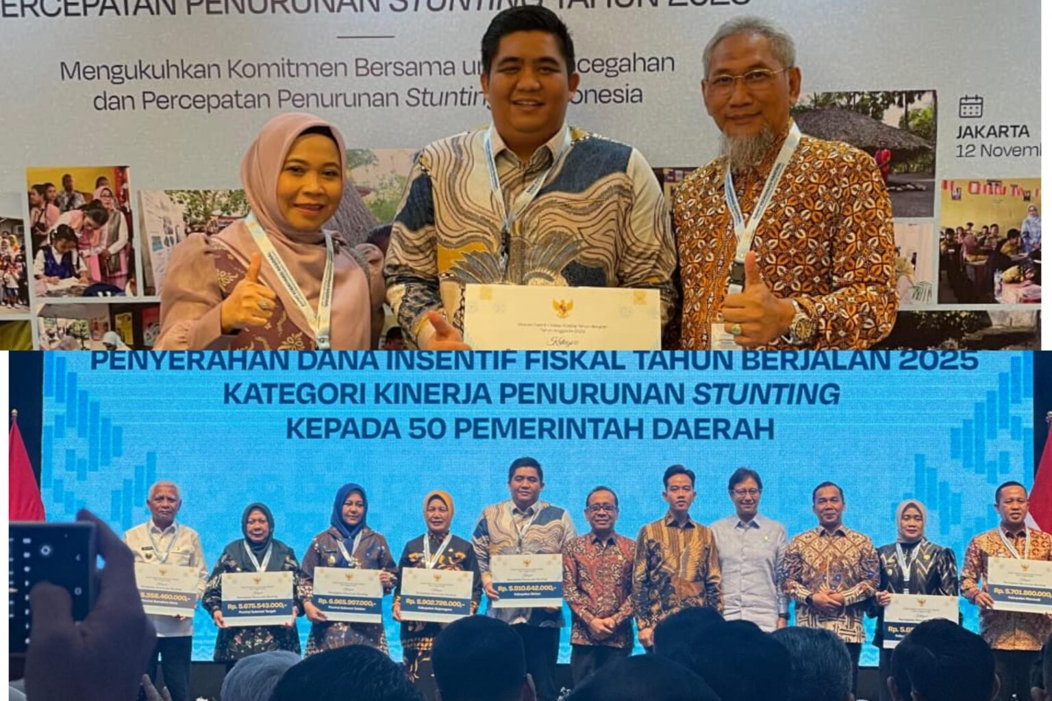 Bupati Bintan Roby Kurniawan saat mendapatkan penghargaan apresiasi dan penerima DIF dari Wapres RI Gibran Rakabuming Raka