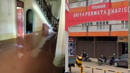 Kondisi banjir di Kompleks Perumahan Permata Kharisma, RW 06 RT 03 dan RW 04, Kelurahan Melayu Kota Piring, Kecamatan Tanjungpinang Timur, Minggu (28/12/2025).