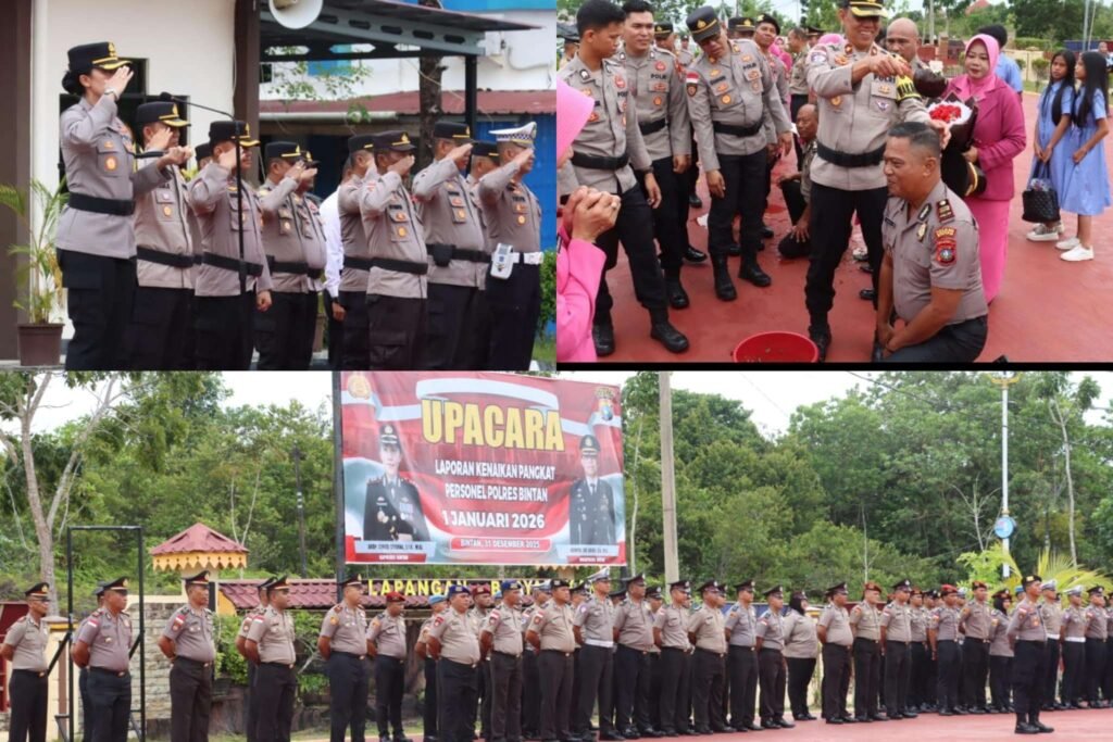 Upacara kenaikan pangkat periode 1 Januari 2026 dipimpin langsung oleh Kapolres Bintan, AKBP Yunita Stevani, Rabu (31/12/20259