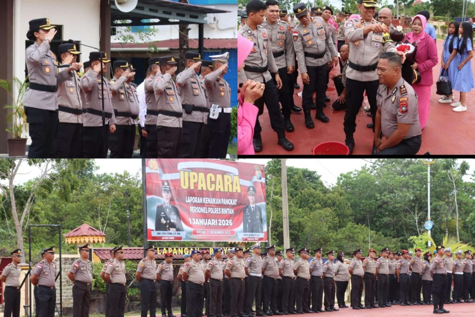 Upacara kenaikan pangkat periode 1 Januari 2026 dipimpin langsung oleh Kapolres Bintan, AKBP Yunita Stevani, Rabu (31/12/20259