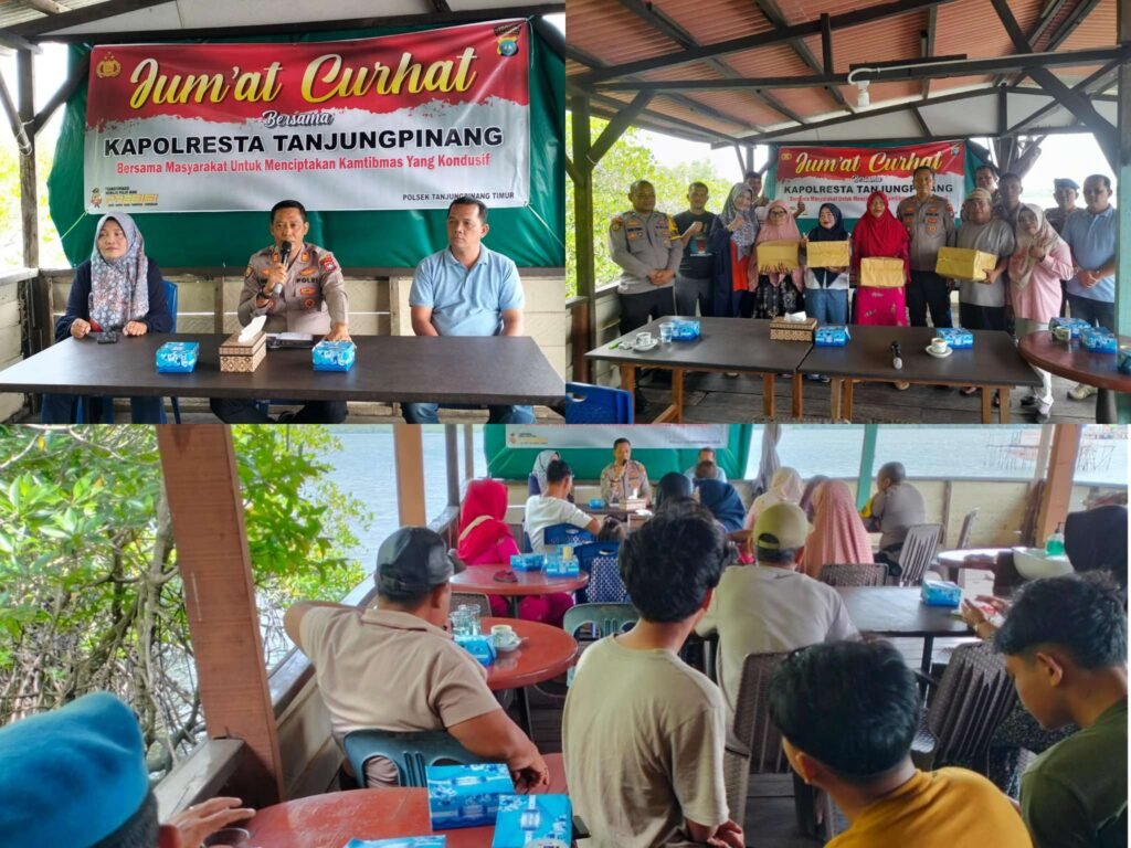 Rangkaian kegiatan Jum'at Curhat Polsek Tanjungpinag Timur di wilayah Kampung Bulang, tepatnya di jalan Sultan Sulaiman, RW 009 depan SMK Negeri 3 Kota Tanjungpinang, Jum'at (16/01/2026)
