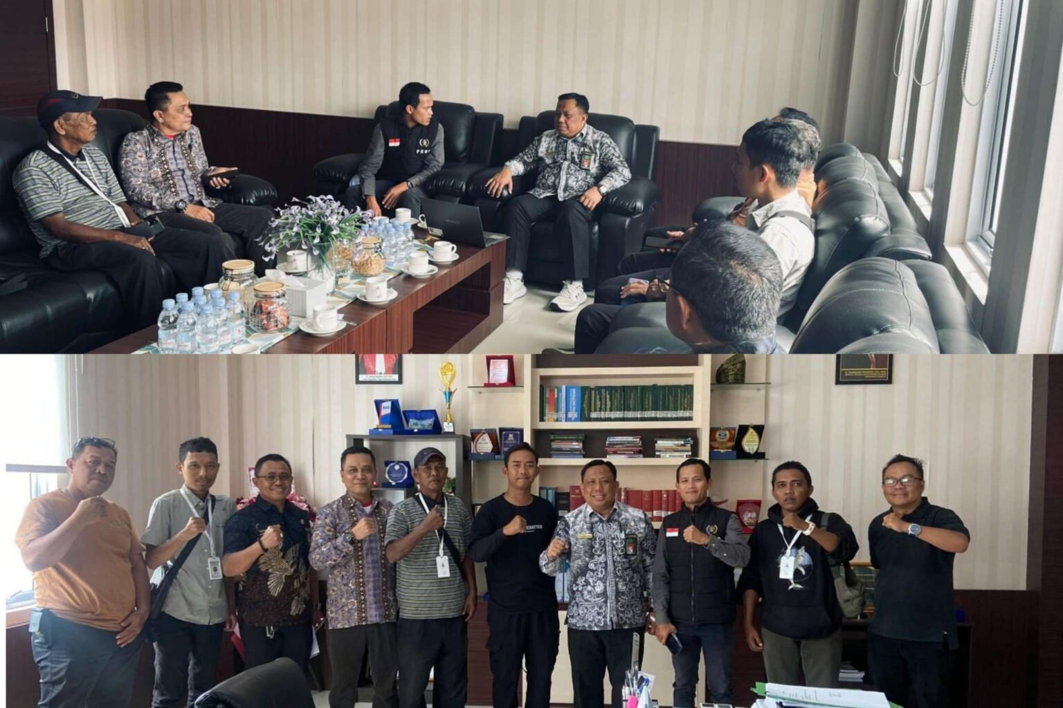 Ketua Pengadilan Negeri Kelas 1A Tanjungpinang, Ali Sobirin SH MH saat audiensi sembari menyambut baik kedatangan para pengurus PWI Tanjungpinang di ruang kerjanya, Jumat (23/1/2026).