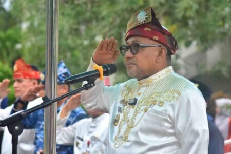 Walikota Tanjungpinang Lis Darmansyah saat menjadi inspektur upacara pada peringatan hari jadi ke-242 Tanjungpinang