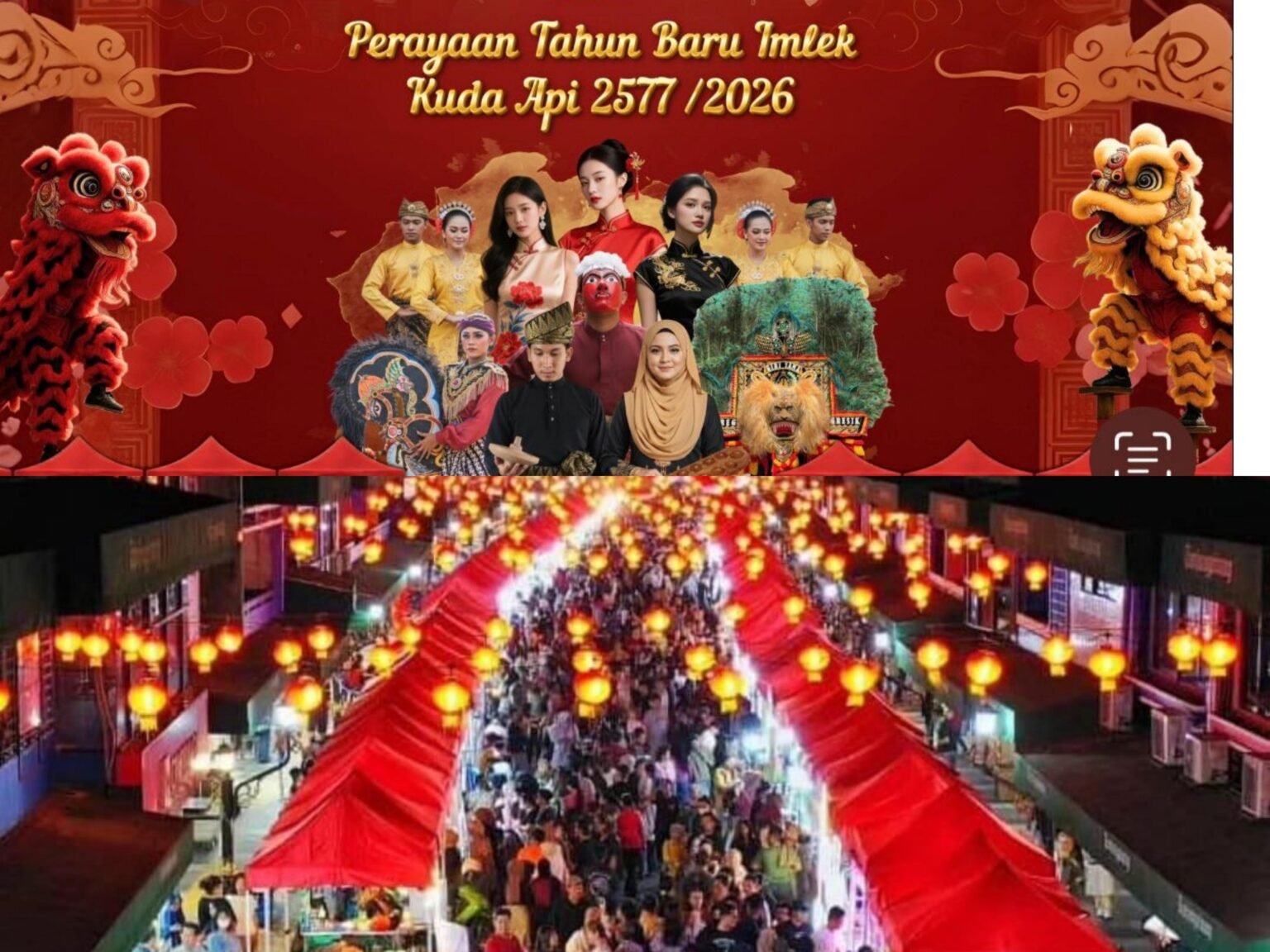 - Bazar Imlek di jalan Merdeka - Teuku Umar Tanjungpinang.- Bazar juga dimeriahkan dengan beragam atraksi budaya yang dikemas dengan konsep akulturasi budaya Melayu-Tionghoa dan Nusantara.