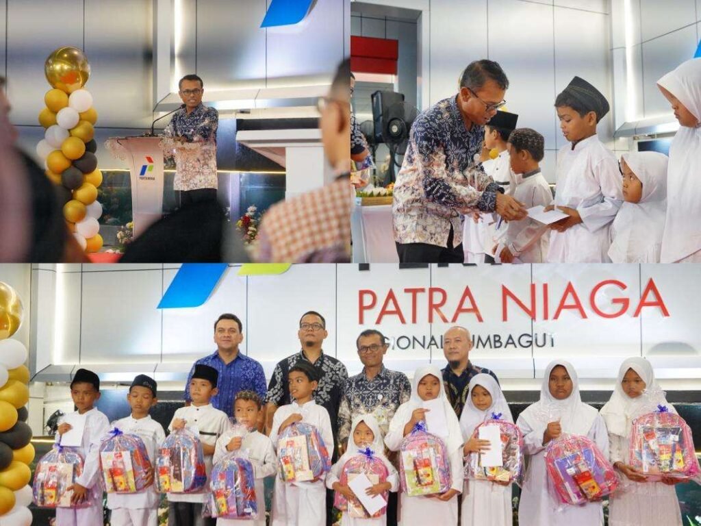 Executive GM Pertamina Patra Niaga Regional Sumbagut, Sunardi, saat kegiatan penyaluran santunan kepada anak-anak yatim binaan BDI Pertamina Patra Niaga Regional Sumbagut di kantor Regional Sumbagut Jl Yos Sudsrso No 8-10 Silalas, Medan (18/02/2026).