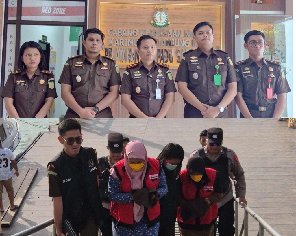 Tim Penyidik Bidang Tindak Pidana Khusus Cabjari Karimun di Tanjung Batu saat melakukan penahanan 3 tersangka dugaan Tindak Pidana Korupsi Penyimpangan Pengelolaan Dana Sumbangan Pendanaan Pendidikan (SPP) dan Dana Bantuan Operasional Sekolah (BOS) pada SMK Negeri Kundur Tahun Anggaran 2017 hingg Tahun 2023. Kamis, 26 Februaru 2026.