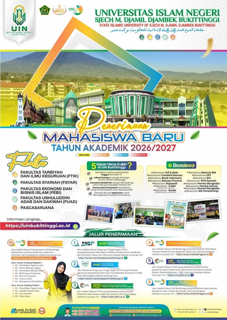 PMB 2026/2027 UIN Bukittinggi Sudah Dibuka, Fokus Jalur Prestasi