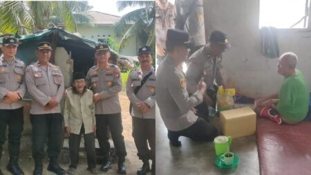 Polsek Meral Salurkan Bansos ke Warga Kurang Mampu di Kelurahan Sei Pasir