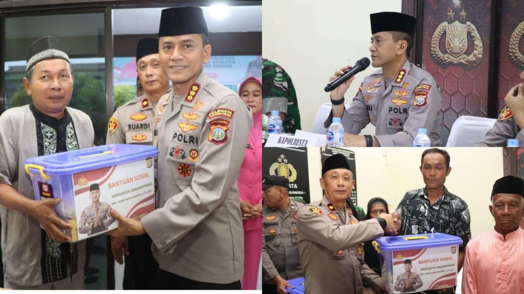Kapolresta Tanjungpinang Kombes Pol Indra Ranu Dikarta bersama Ketua Bhayangkari Cabang Tanjungpinang mengunjungi rangkaian tugas Safar Ramadhan ke Mako Polsek Bukit Bestari, Jumat (06/03/2026)