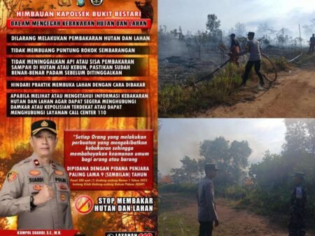 Gerak Cepat Polsek Bukit Bestari Polresta Tanjungpinang dan Damkar Padamkan Kebakaran Lahan di Tanjung Setumu Dompak