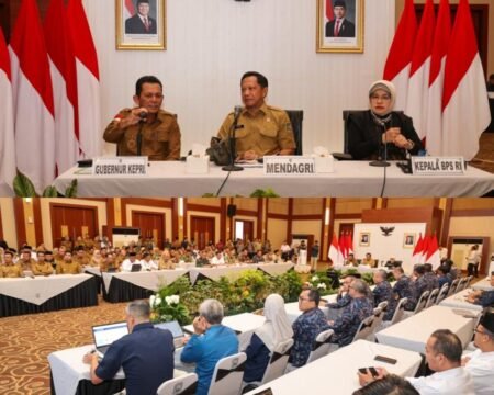 Rakor pengendalian inflasi daerah dari Aula Wan Seri Beni, Dompak, Tanjungpinang, Senin (9/3)