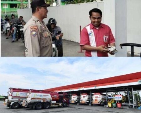 Redam Keresahan Warga, Bhabinkamtibmas Tanjung Unggat Berikan Edukasi Soal Harga BBM Stabil